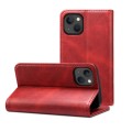 For iPhone 15 Suteni Calf Texture Horizontal Flip Leather Phone Case(Red)