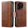 For Tecno Pova 4 4G CaseNeo Splicing Dual Magnetic Buckle Leather Phone Case(Brown)