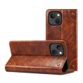 For iPhone 15 Suteni Baroque Calf Texture Buckle Wallet Leather Phone Case(Khaki)