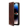 For iPhone 15 Pro Suteni Baroque Calf Texture Buckle Wallet Leather Phone Case(Brown)