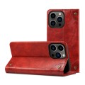 For iPhone 15 Pro Suteni Baroque Calf Texture Buckle Wallet Leather Phone Case(Red)
