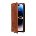 For iPhone 15 Pro Suteni Baroque Calf Texture Buckle Wallet Leather Phone Case(Khaki)