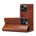 For iPhone 15 Pro Suteni Baroque Calf Texture Buckle Wallet Leather Phone Case(Khaki)