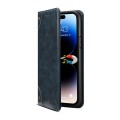For iPhone 15 Pro Suteni Baroque Calf Texture Buckle Wallet Leather Phone Case(Blue)