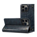 For iPhone 15 Pro Suteni Baroque Calf Texture Buckle Wallet Leather Phone Case(Blue)