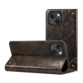 For iPhone 15 Plus Suteni Baroque Calf Texture Buckle Wallet Leather Phone Case(Black)