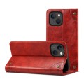For iPhone 15 Plus Suteni Baroque Calf Texture Buckle Wallet Leather Phone Case(Red)