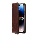 For iPhone 15 Pro Max Suteni Baroque Calf Texture Buckle Wallet Leather Phone Case(Brown)