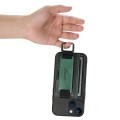For iPhone 15 Suteni H13 Card Wallet Wrist Strap Holder PU Phone Case(Black)