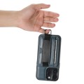 For iPhone 15 Pro Suteni H13 Card Wallet Wrist Strap Holder PU Phone Case(Blue)