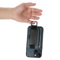 For iPhone 15 Plus Suteni H13 Card Wallet Wrist Strap Holder PU Phone Case(Blue)