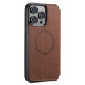 For iPhone 15 Pro Max Suteni J06 Retro Matte Litchi Texture Leather Magnetic Magsafe Phone Case(Brow