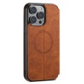 For iPhone 15 Pro Max Suteni J06 Retro Matte Litchi Texture Leather Magnetic Magsafe Phone Case(Khak