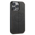 For iPhone 15 Pro Suteni J06 Retro Matte Litchi Texture Leather Magnetic Magsafe Phone Case(Black)