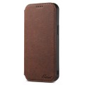 For iPhone 15 Plus Suteni J06 Retro Matte Litchi Texture Leather Magnetic Magsafe Phone Case(Brown)