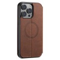 For iPhone 15 Plus Suteni J06 Retro Matte Litchi Texture Leather Magnetic Magsafe Phone Case(Brown)