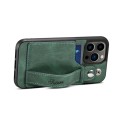 For iPhone 15 Pro SUTENI H12 Wrist Strap Leather Back Phone Case with Card Slot(Green)