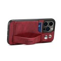 For iPhone 15 Pro SUTENI H12 Wrist Strap Leather Back Phone Case with Card Slot(Red)