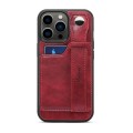 For iPhone 15 Pro Max SUTENI H12 Wrist Strap Leather Back Phone Case with Card Slot(Red)