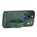 For iPhone 15 SUTENI H12 Wrist Strap Leather Back Phone Case with Card Slot(Green)