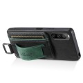 For Sony Xperia 1 V Suteni H13 Card Wallet Wrist Strap Holder PU Phone Case(Black)