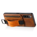 For Sony Xperia 1 V Suteni H13 Card Wallet Wrist Strap Holder PU Phone Case(Brown)