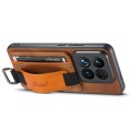 For Xiaomi 14 Suteni H13 Card Wallet Wrist Strap Holder PU Phone Case(Brown)