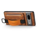For Googel Pixel 8a Suteni H13 Card Wallet Wrist Strap Holder PU Phone Case(Brown)