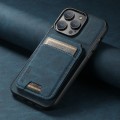 For iPhone 15 Pro Max Suteni H02 Litchi Leather Card Wallet Stand Back Phone Case(Blue)