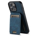 For iPhone 15 Plus Suteni H02 Litchi Leather Card Wallet Stand Back Phone Case(Blue)