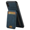 For iPhone X / XS Suteni H02 Litchi Leather Card Wallet Stand Back Phone Case(Blue)