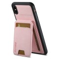 For iPhone X / XS Suteni H02 Litchi Leather Card Wallet Stand Back Phone Case(Pink)