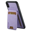 For iPhone XS Max Suteni H02 Litchi Leather Card Wallet Stand Back Phone Case(Purple)