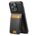 For iPhone 15 Pro Suteni H03 Oil Wax Leather Wallet Stand Back Phone Case(Black)