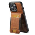 For iPhone 15 Pro Suteni H03 Oil Wax Leather Wallet Stand Back Phone Case(Brown)