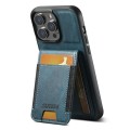 For iPhone 15 Pro Suteni H03 Oil Wax Leather Wallet Stand Back Phone Case(Blue)