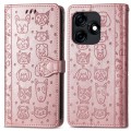 For Tecno Camon 18i Cat and Dog Embossed Leather Phone Case(Rose Gold)