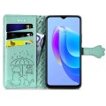 For Tecno Camon 18i Cat and Dog Embossed Leather Phone Case(Green)