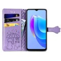 For Tecno Camon 18 Premier Cat and Dog Embossed Leather Phone Case(Purple)