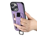 For iPhone 15 Pro Max Suteni H13 Litchi Leather Wrist Strap Wallet Back Phone Case(Purple)