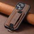 For iPhone 15 Pro Suteni H13 Litchi Leather Wrist Strap Wallet Back Phone Case(Brown)