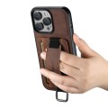 For iPhone 15 Pro Suteni H13 Litchi Leather Wrist Strap Wallet Back Phone Case(Brown)