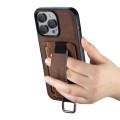 For iPhone 15 Suteni H13 Litchi Leather Wrist Strap Wallet Back Phone Case(Brown)