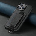 For iPhone 14 Plus Suteni H13 Litchi Leather Wrist Strap Wallet Back Phone Case(Black)