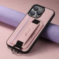 For iPhone 14 Plus Suteni H13 Litchi Leather Wrist Strap Wallet Back Phone Case(Pink)