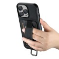 For iPhone 14 Suteni H13 Litchi Leather Wrist Strap Wallet Back Phone Case(Black)