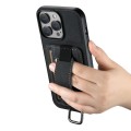 For iPhone 12 Pro Max Suteni H13 Litchi Leather Wrist Strap Wallet Back Phone Case(Black)