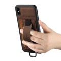For iPhone X / XS Suteni H13 Litchi Leather Wrist Strap Wallet Back Phone Case(Brown)