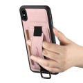 For iPhone X / XS Suteni H13 Litchi Leather Wrist Strap Wallet Back Phone Case(Pink)