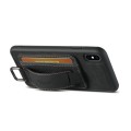 For iPhone XR Suteni H13 Litchi Leather Wrist Strap Wallet Back Phone Case(Black)